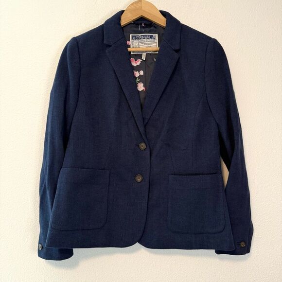Joules Ellice Jersey Two Button Navy Blazer Size 12 - Picture 1 of 9